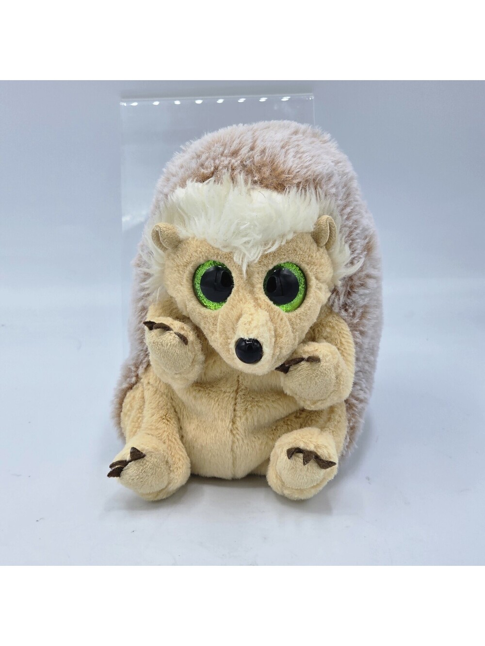 Ty Beanie Boos Bumper Hedgehog Brown Tan Green Glitter Eyes Plush 6 in Pristine